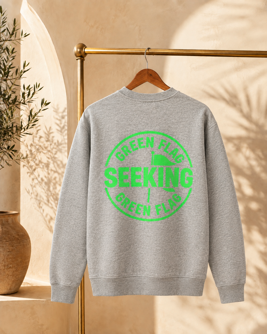 Green Flag Seeking Green Flag Sweatshirt, Grey