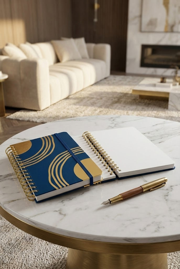 Hardcover Journal (Blue & Gold, Wire Bound)