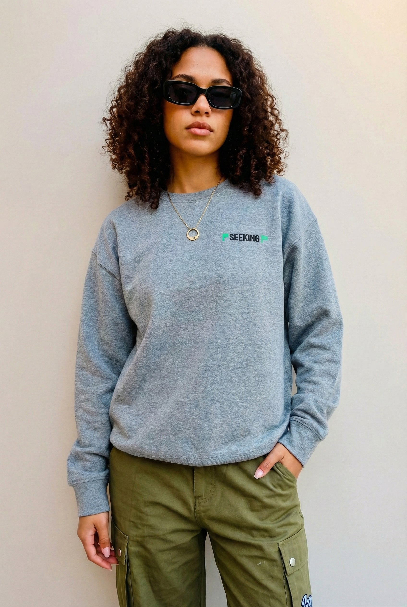Green Flag Seeking Green Flag Grey Crew Sweatshirt